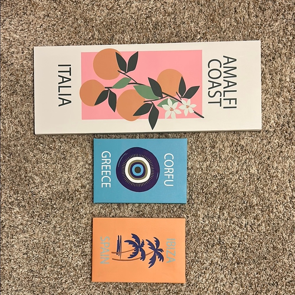 Set of Three Travel-Themed Wall Art Prints